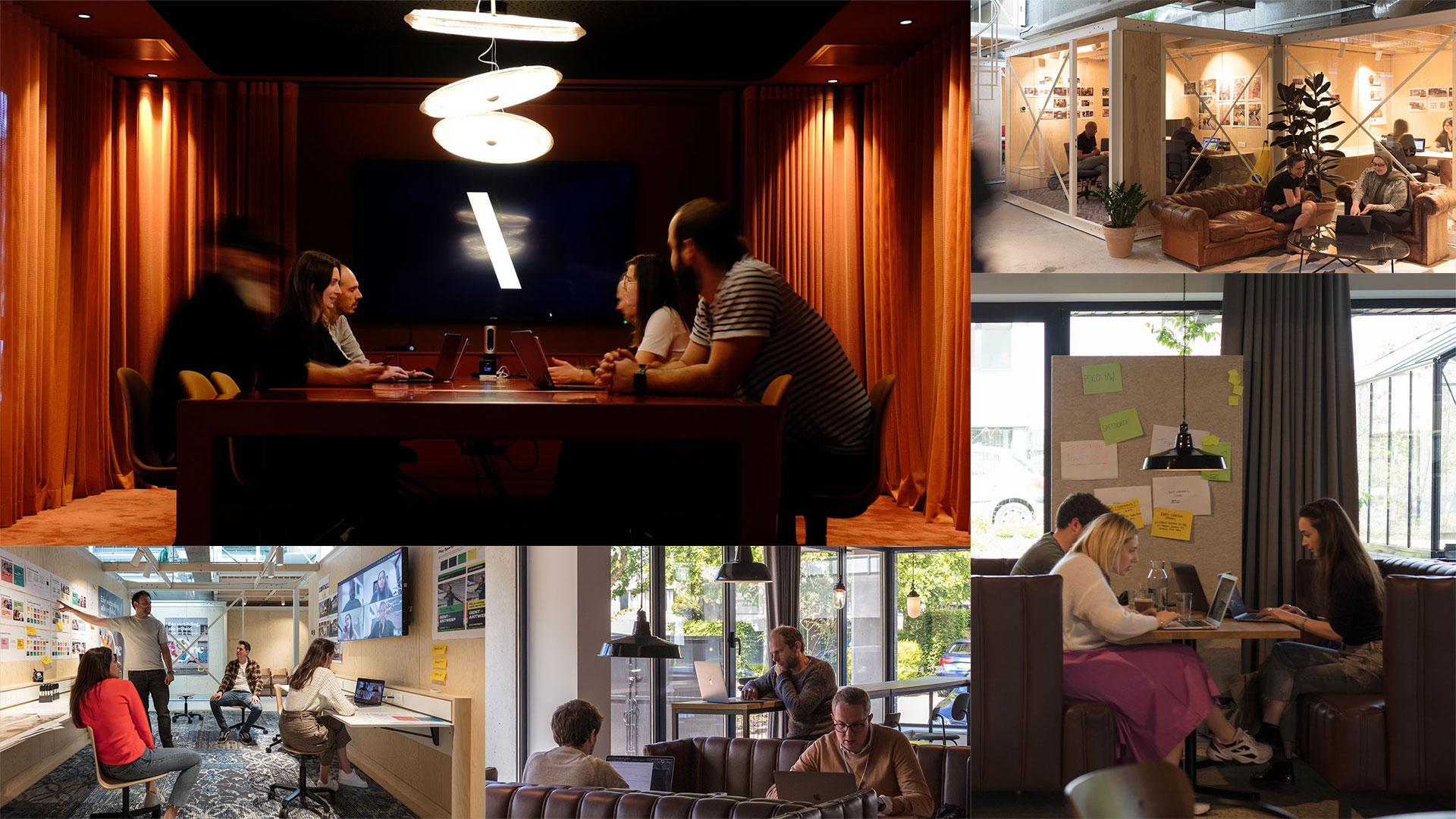 A collage of photos showing scenes from TBWA's Disruption Day. workshops.