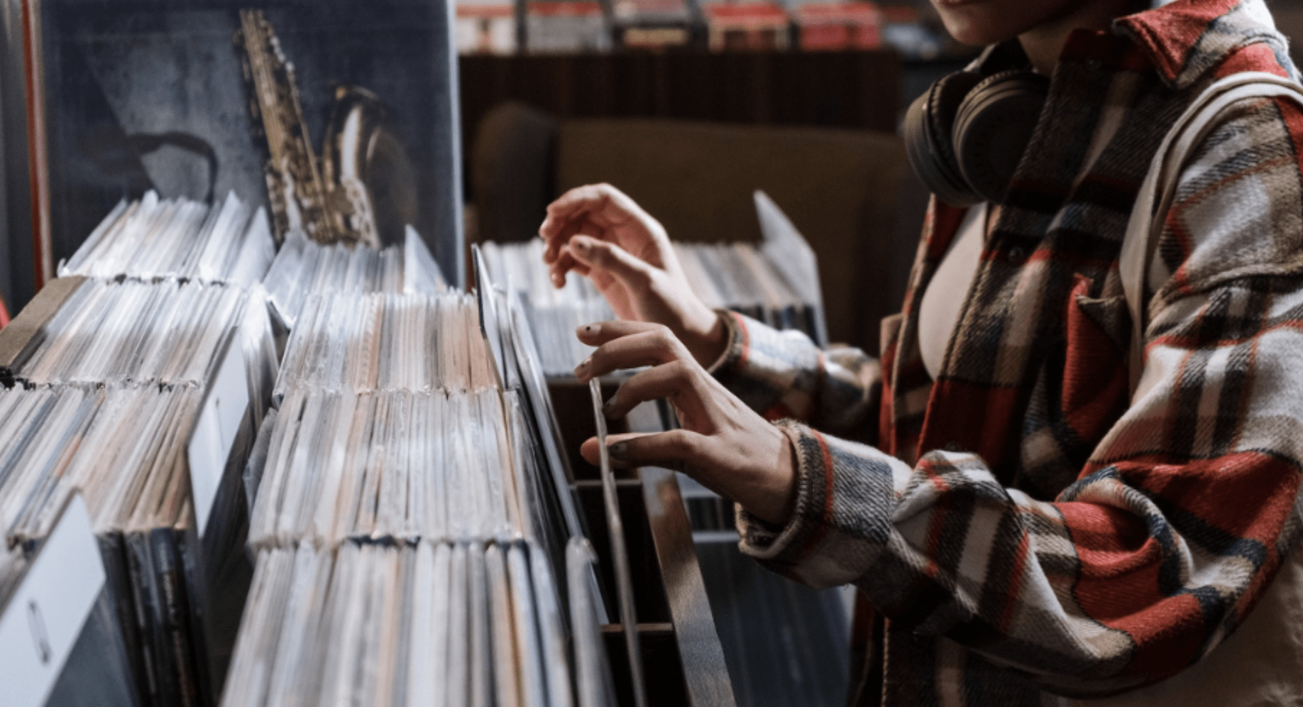 Hands sifting through records