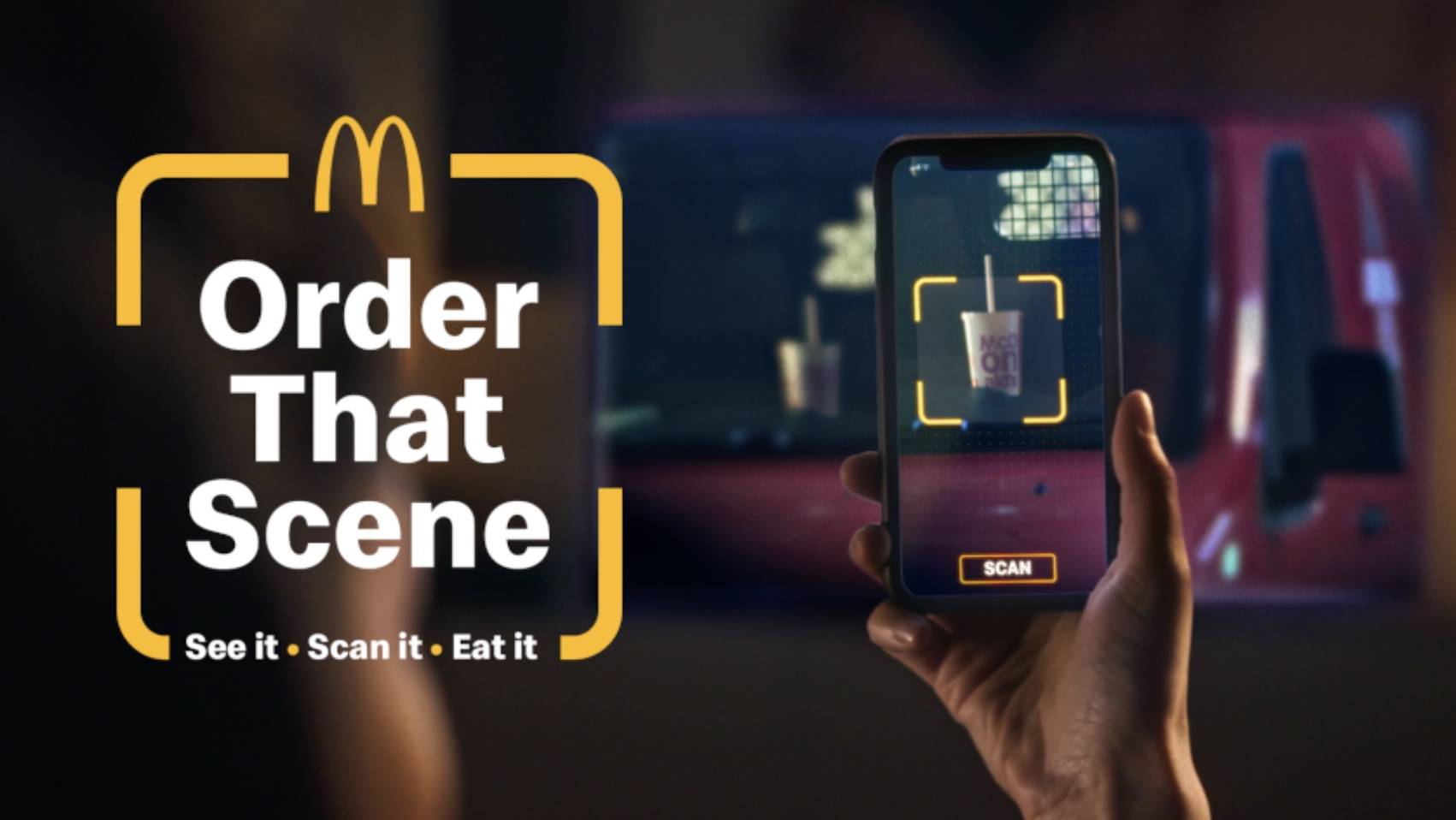 Image depicting a hand scanning to order McDonald's