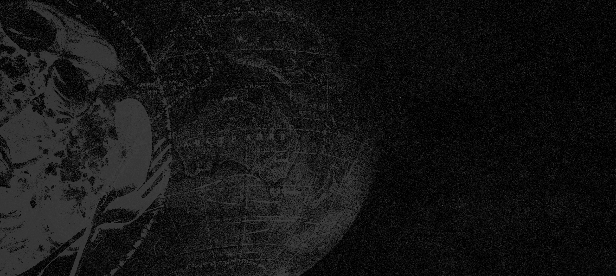 black background with two gray traces of the globe