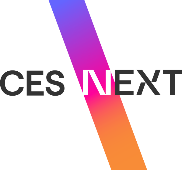 A purple backslash with text 'CES NEXT'